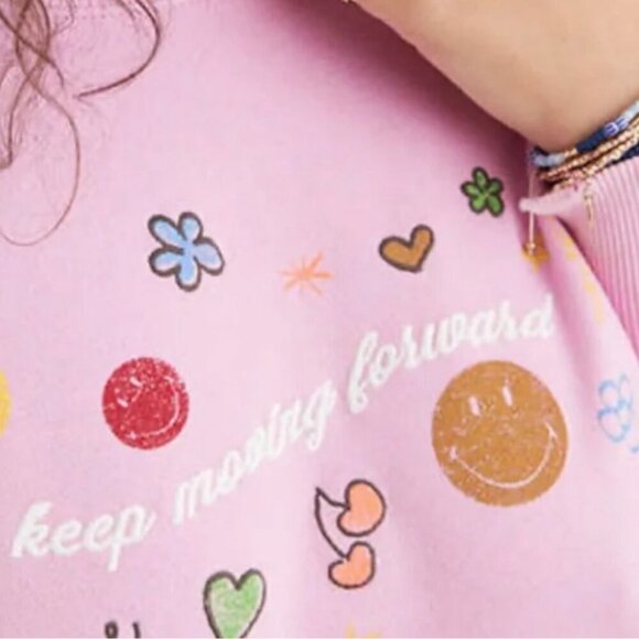 Aerie Pink Keep Moving Forward The Happiest Oversized Crew Sweatshirt, Sz Medium - Picture 8 of 13